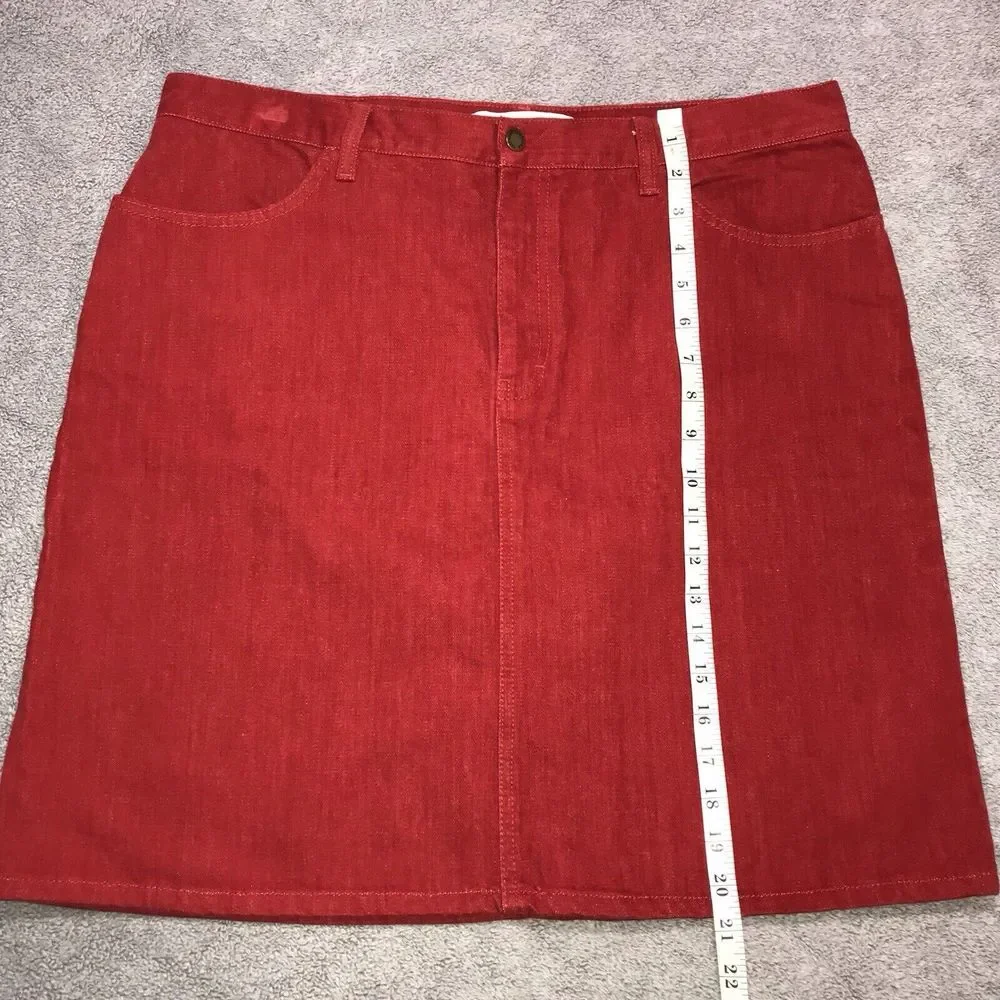Vintage‎ Tommy Hilfiger Red Jean Skirt Women's Faux Suede 36" Waist Size 16 - Picture 4 of 14